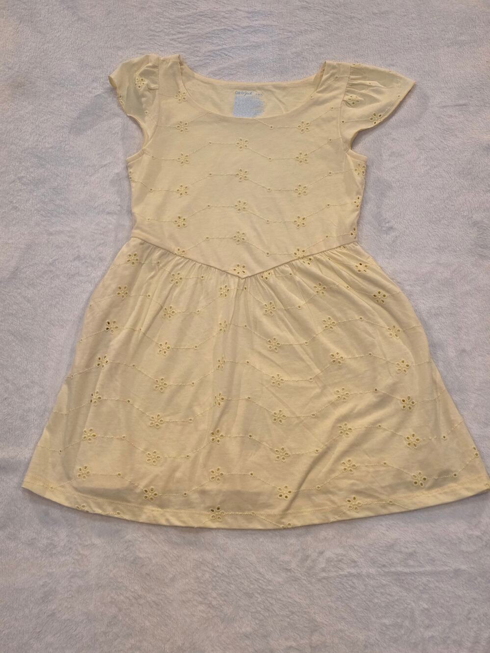 Cat & Jack Little Girls Yellow Dress Small 6/7 NWOT